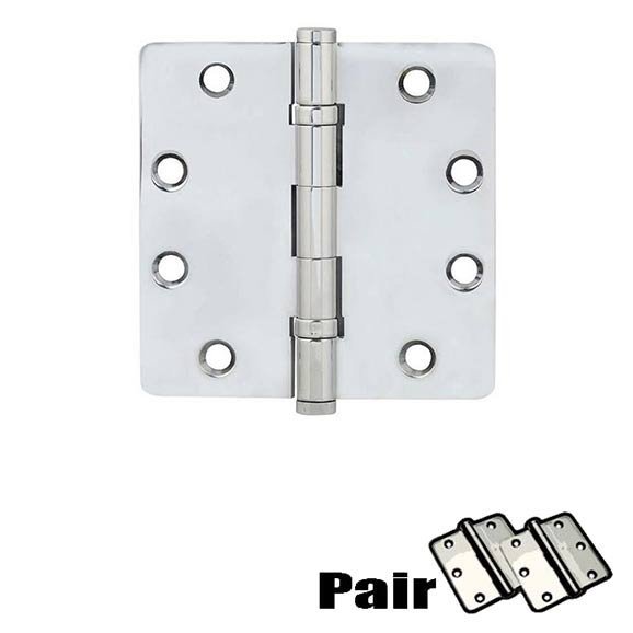 Door Hinges Collection 4-1/2" X 4-1/2" 1/4" Radius Solid Brass Heavy Duty Ball Bearing Hinge (Sold In Pairs) by Emtek