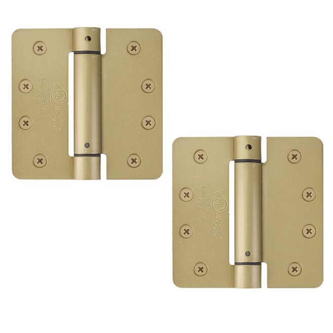 Door Hinges Collection 4" X 4" 1/4" Radius UL Steel Spring Hinge  (Sold In Pairs) by Emtek