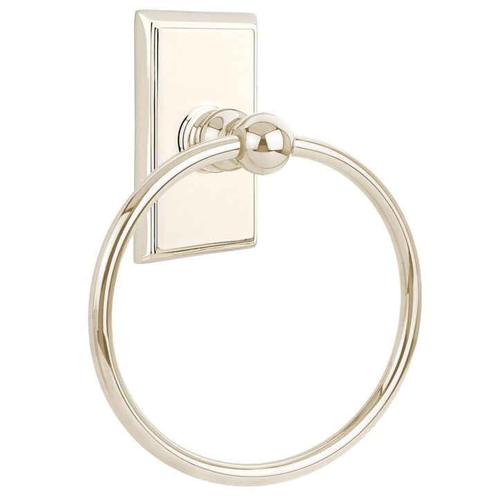 Traditional Brass Collection Rectangular Towel Ring by Emtek
