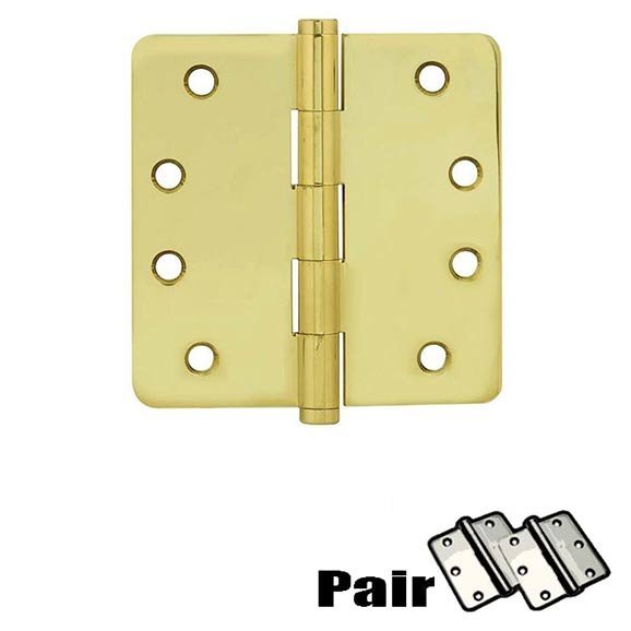 Door Hinges Collection 4" X 4" 1/4" Radius Solid Brass Residential Duty Hinge (Sold In Pairs) by Emtek