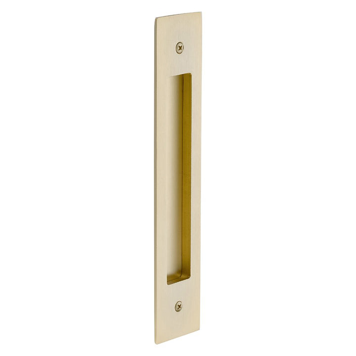 Modern Cabinet Hardware Collection 8" Centers Modern Rectangular Flush Pull in Polished Brass by Emtek