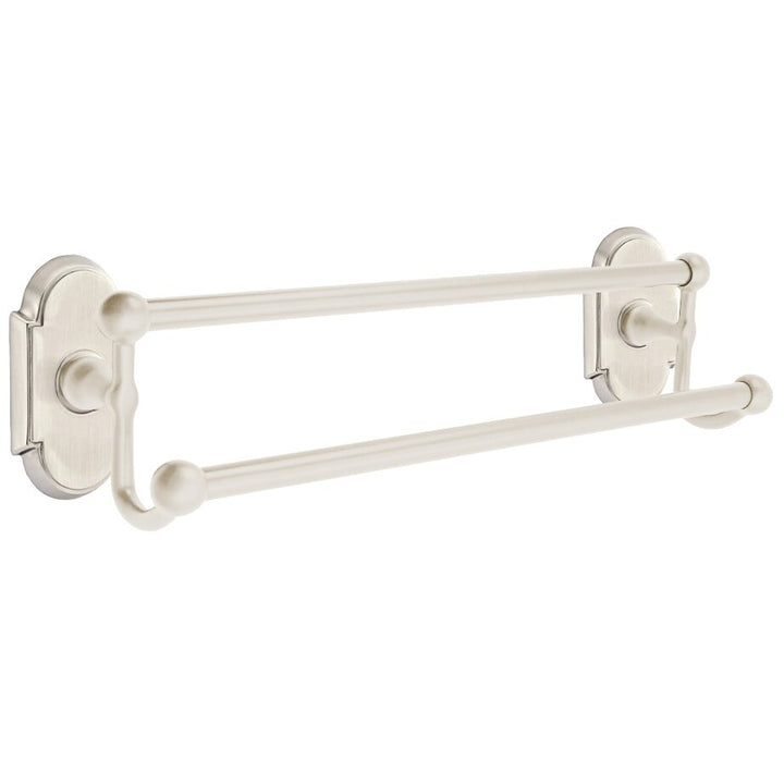 Traditional Brass Collection 18" Double Towel Bar with #8 Rose  by Emtek