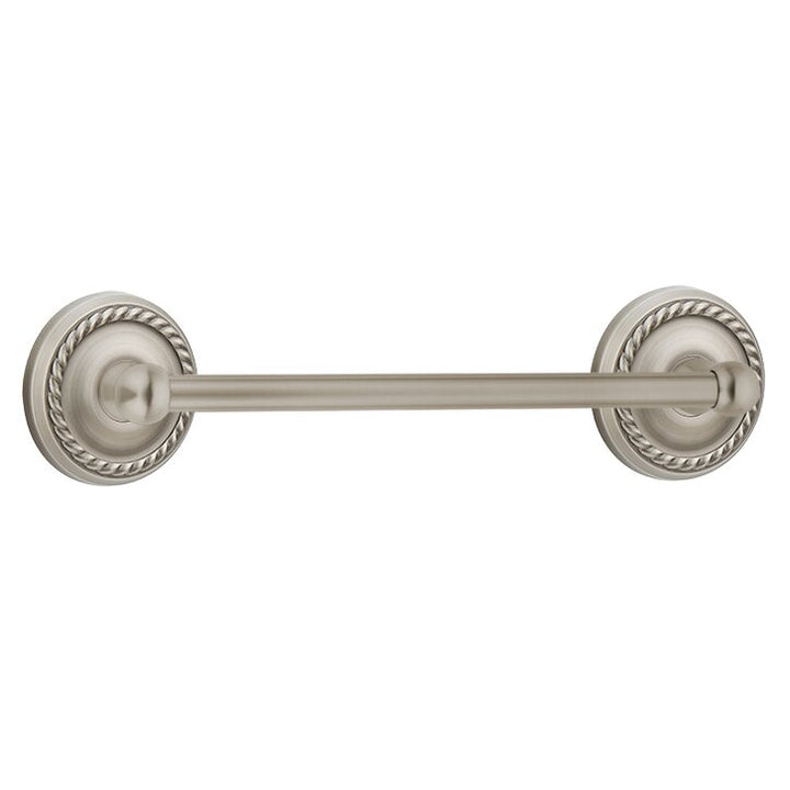 Traditional Brass Collection 12" Single Towel Bar with Rope Rose by Emtek