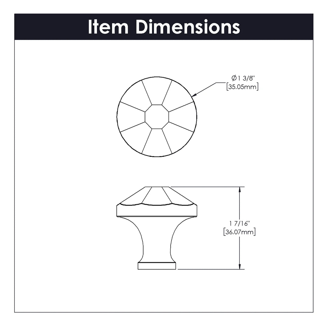 Bellwith Keeler 1-3/8 inch Facette Knob