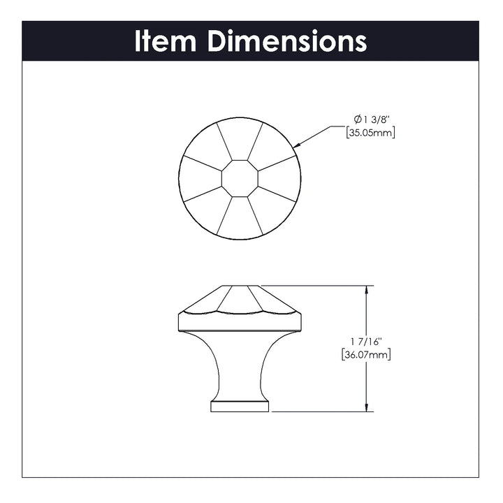 Bellwith Keeler 1-3/8 inch Facette Knob