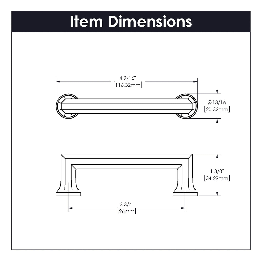 Belwith Keeler 3-3/4 Inch (96mm) Center to Center Facette Collection Pull