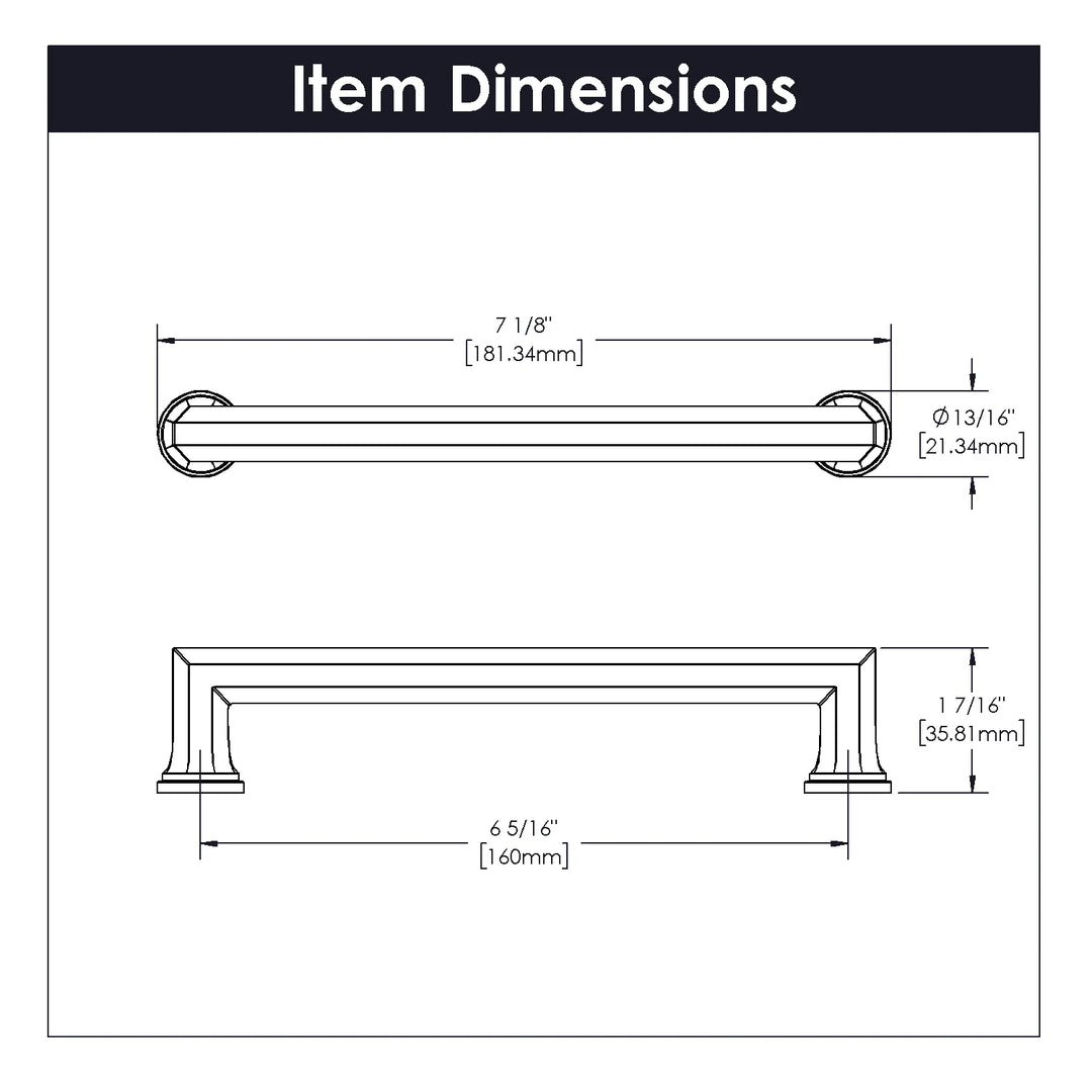 Belwith Keeler 6-5/16 Inch (160mm)  Center to Center Facette Collection Pull