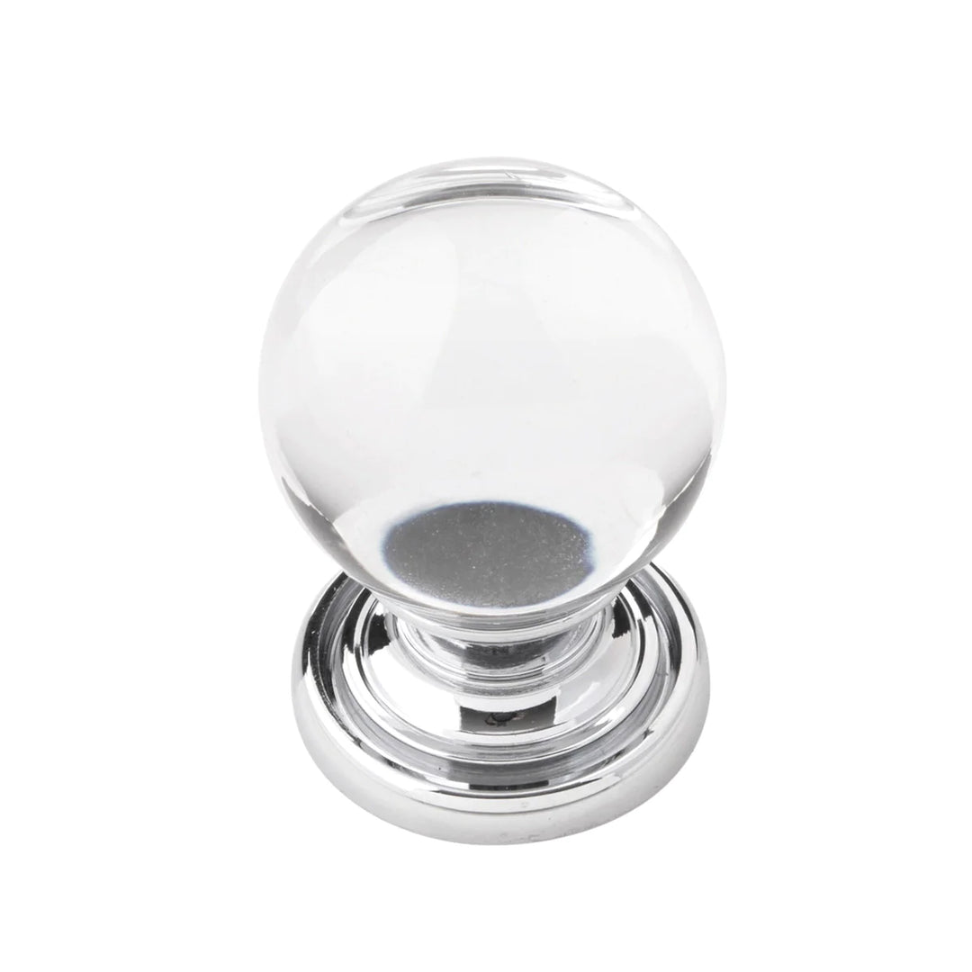 Belwith Keeler 1-1/8 In. Luster Knob Glass with Polished Chrome