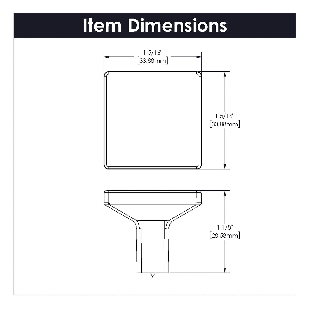 Belwith Keeler 1-5/16 inch Square Emerge Knob