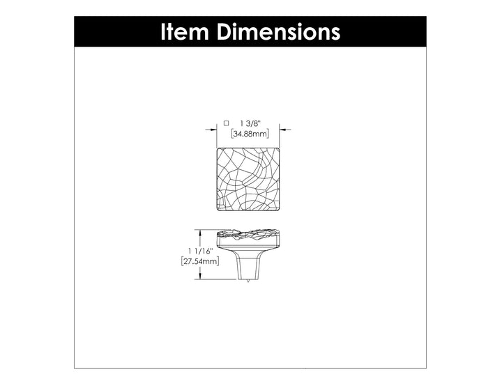 Belwith Keeler 1-3/8 inch (35mm) Square Sandrine Knob