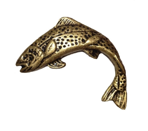 Buck Snort Lodge Jumping Trout Left Facing  Cabinet Knob