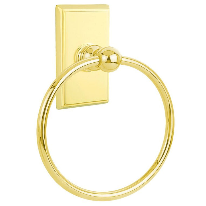 Traditional Brass Collection Rectangular Towel Ring by Emtek
