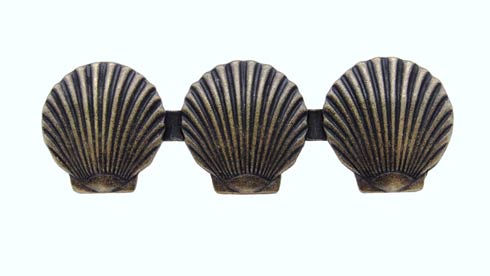 Buck Snort Lodge Decorative Hardware Triple Scallop Seashell 3-1/16-in Center to Center Cabinet Pull