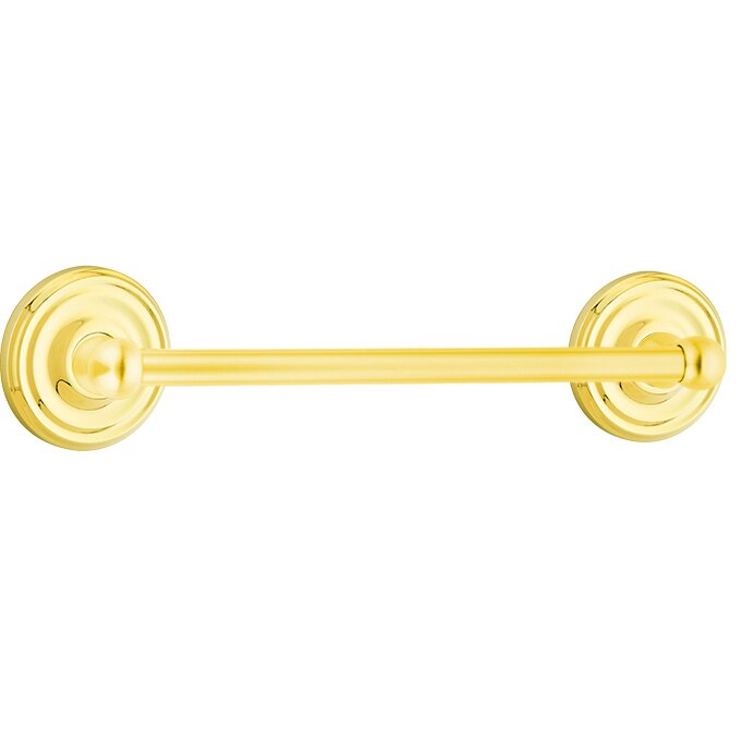 Traditional Brass Collection 12" Single Towel Bar with Regular Rose  by Emtek
