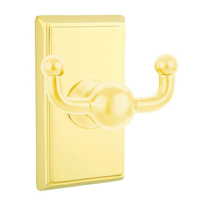 Traditional Brass Collection Rectangular Double Hook  by Emtek