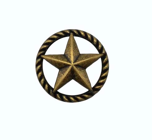 Buck Snort Lodge Decorative Hardware Cabinet Knobs and Pulls 3-D Star with Narrow Rope