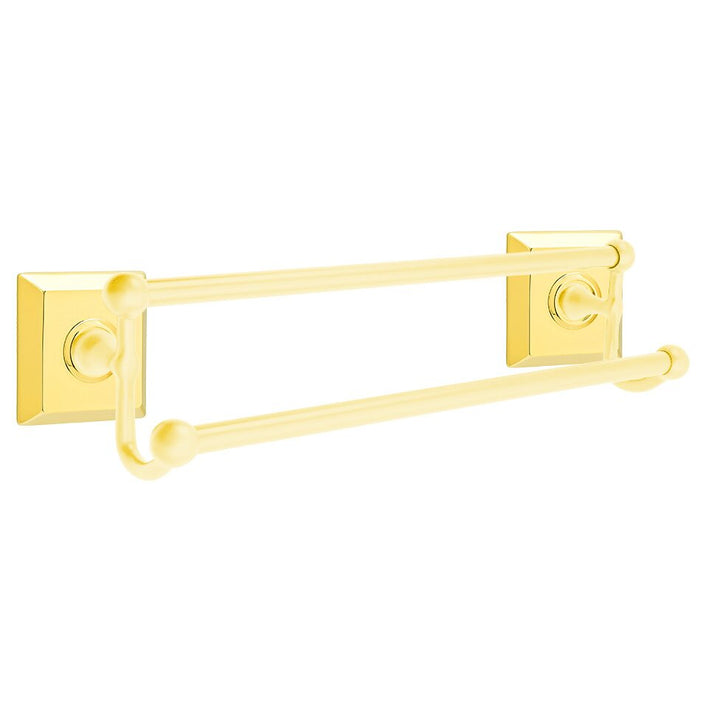 Traditional Brass Collection 24" Double Towel Bar with Quincy Rose  by Emtek