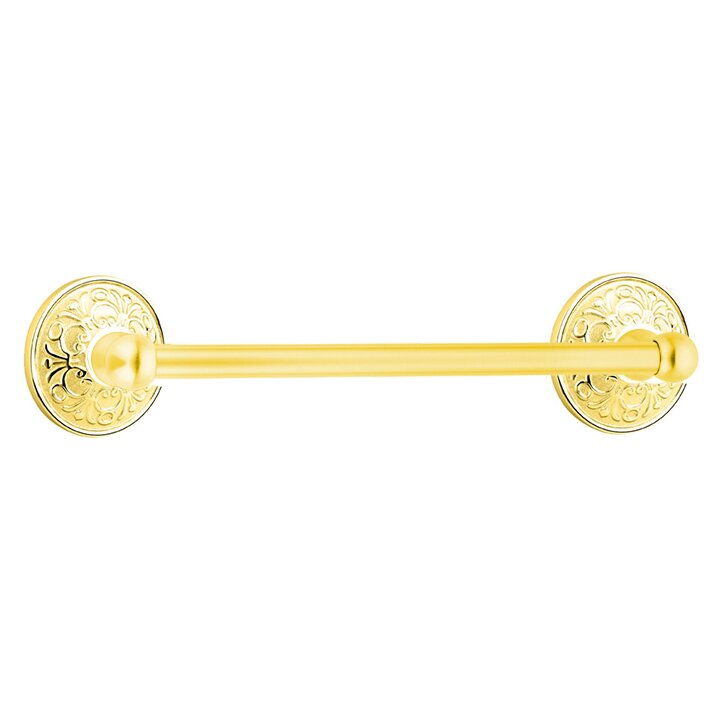 Traditional Brass Collection 12" Single Towel Bar with Lancaster Rose  by Emtek