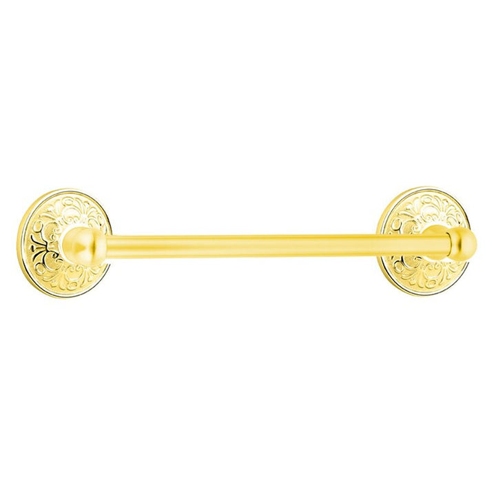 Traditional Brass Collection 12" Single Towel Bar with Lancaster Rose  by Emtek