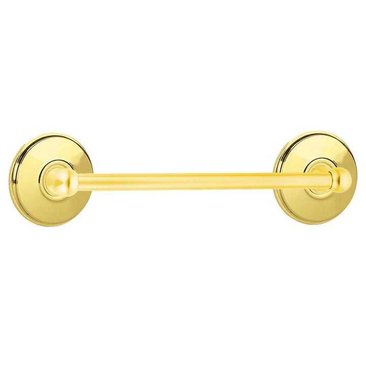 Traditional Brass Collection 12" Single Towel Bar with Watford Rose  by Emtek