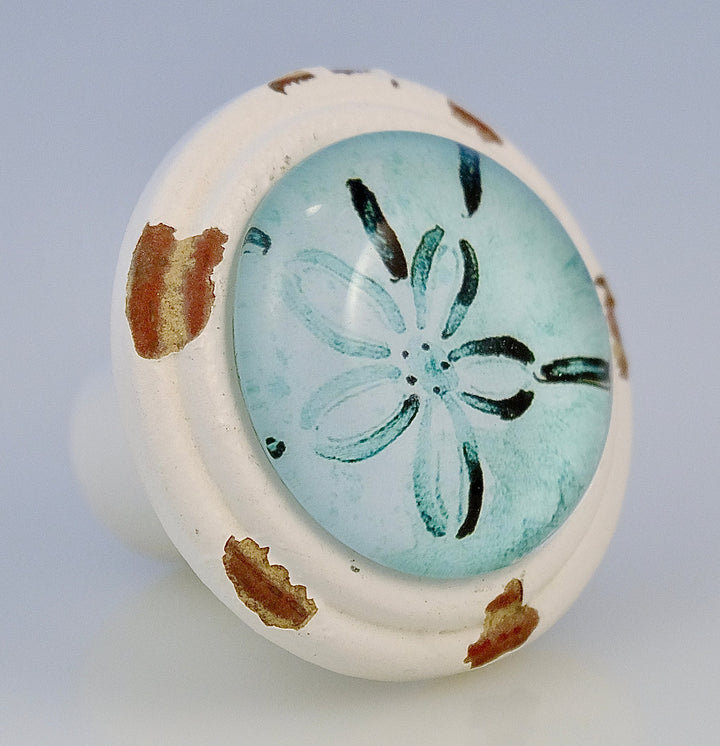 Charleston Knob Company Sand Dollar Knob - Blue and White