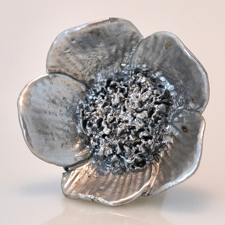 Charleston Knob Company Flower Knob - Anemone Flower Silver Finish