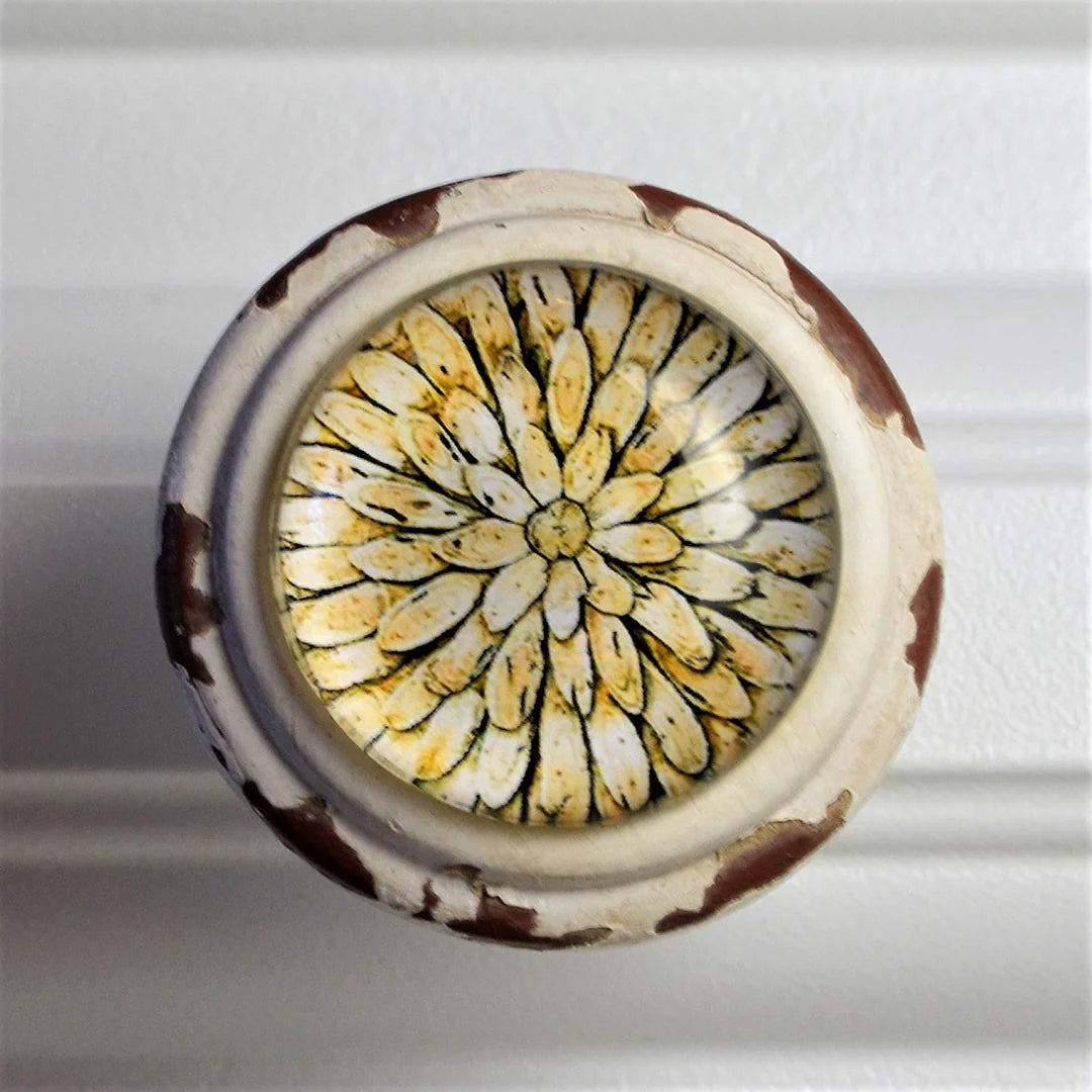 Charleston Knob Company Retro Whitewashed Geometric Flower Knob