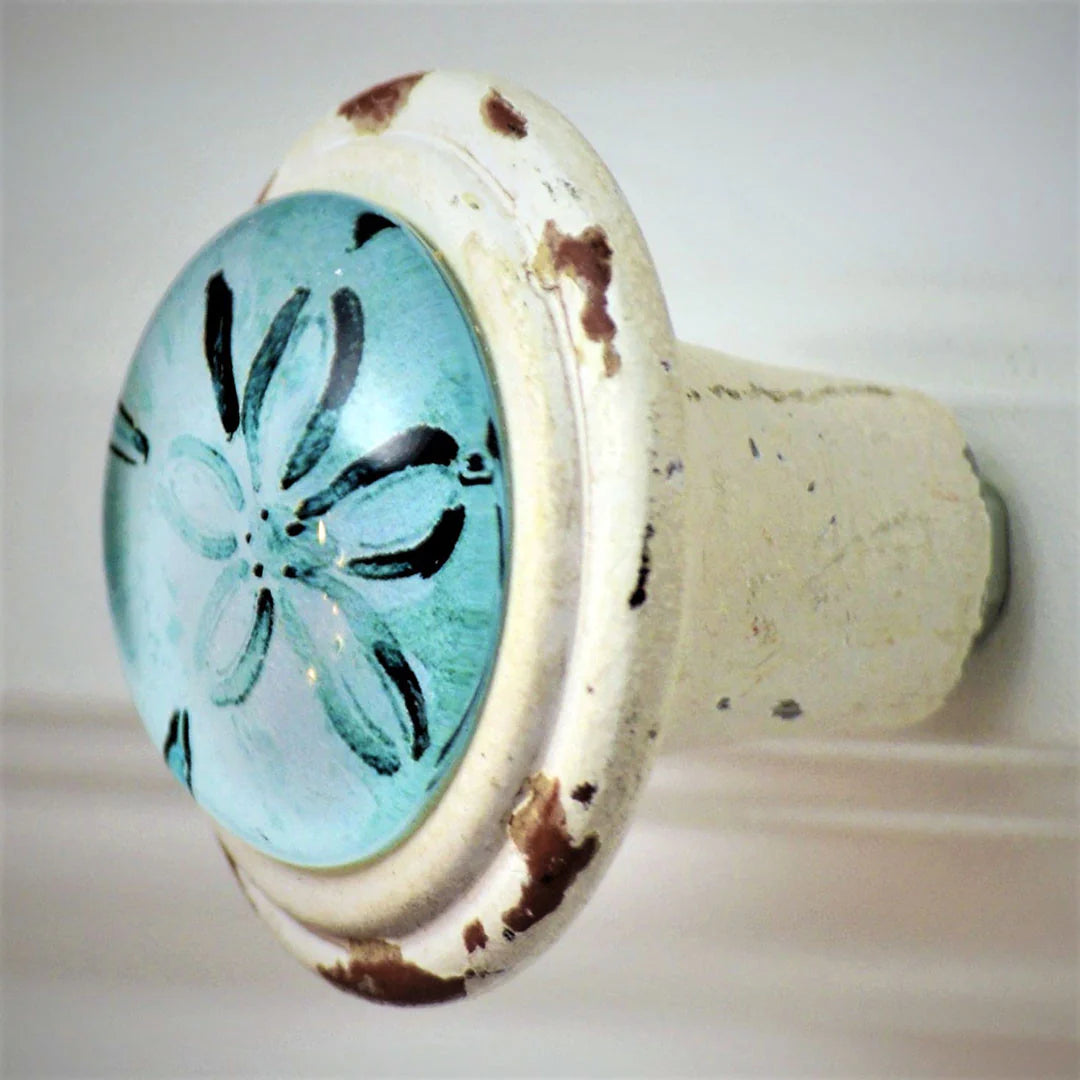 Charleston Knob Company Sand Dollar Knob - Blue and White