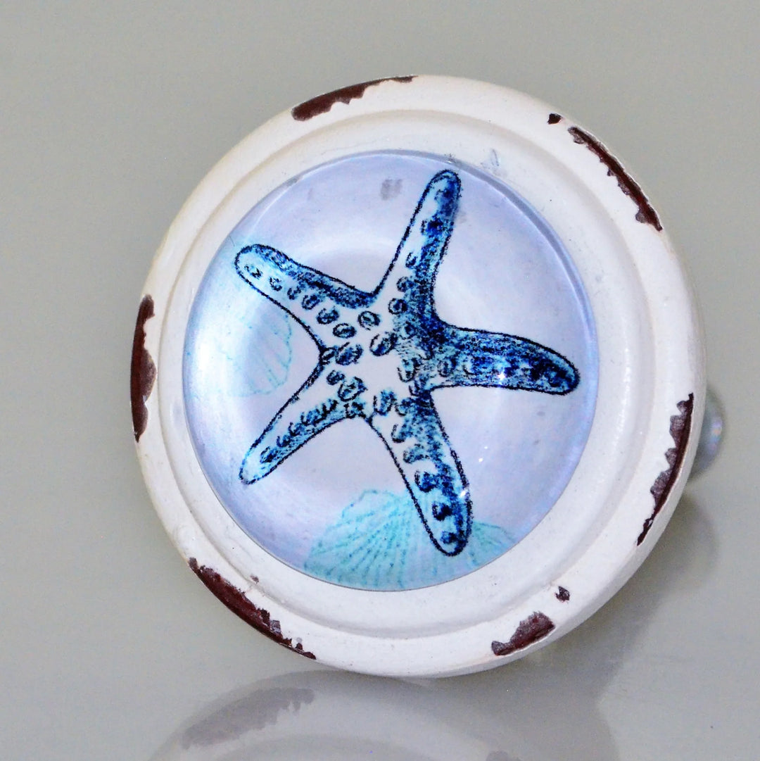 Charleston Knob Company Starfish Knob - Blue and White