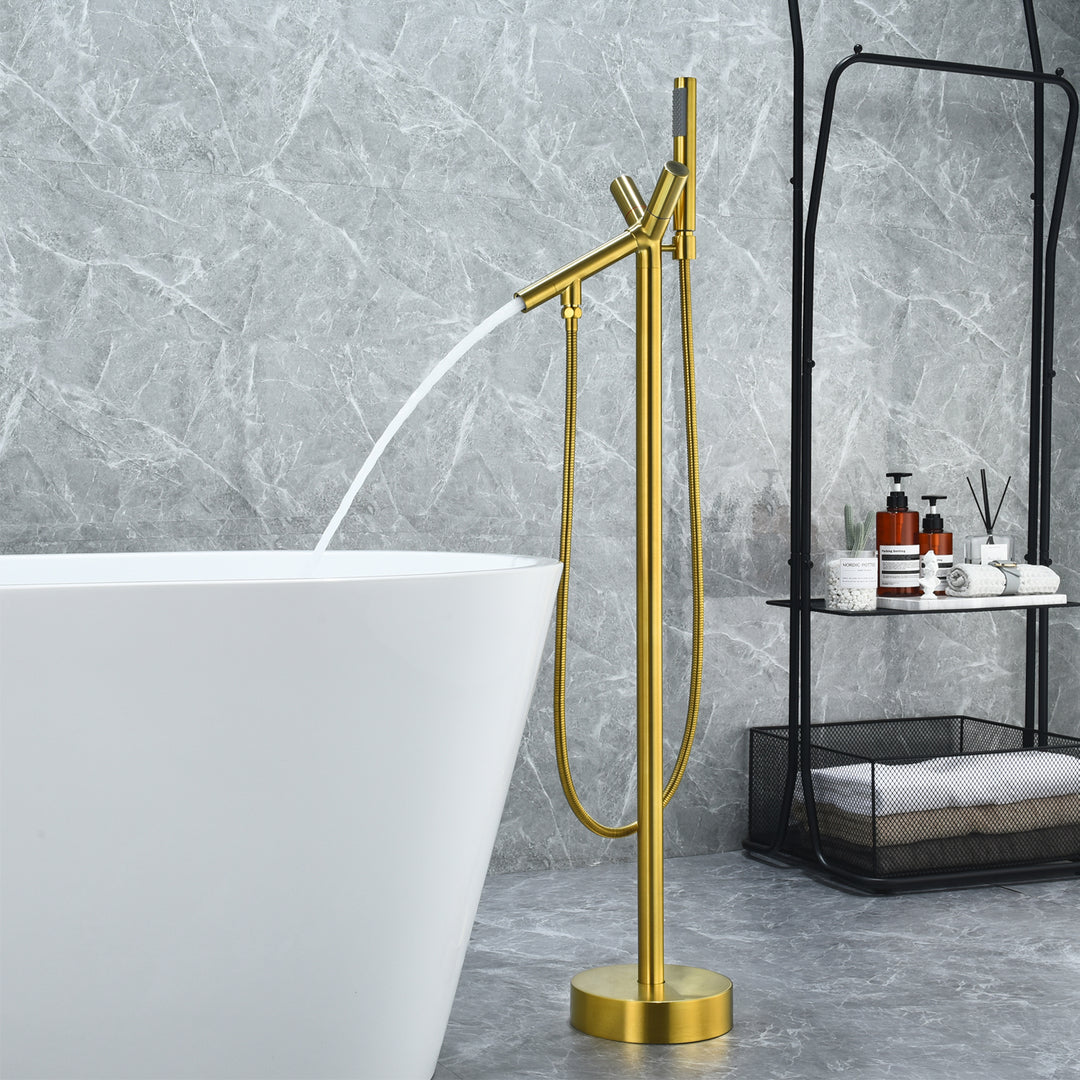 Brulon Double Knob Handle Freestanding Floor Mounted Tub Filler