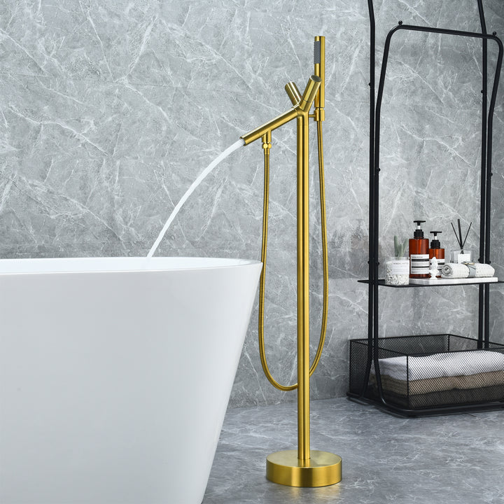 Brulon Double Knob Handle Freestanding Floor Mounted Tub Filler