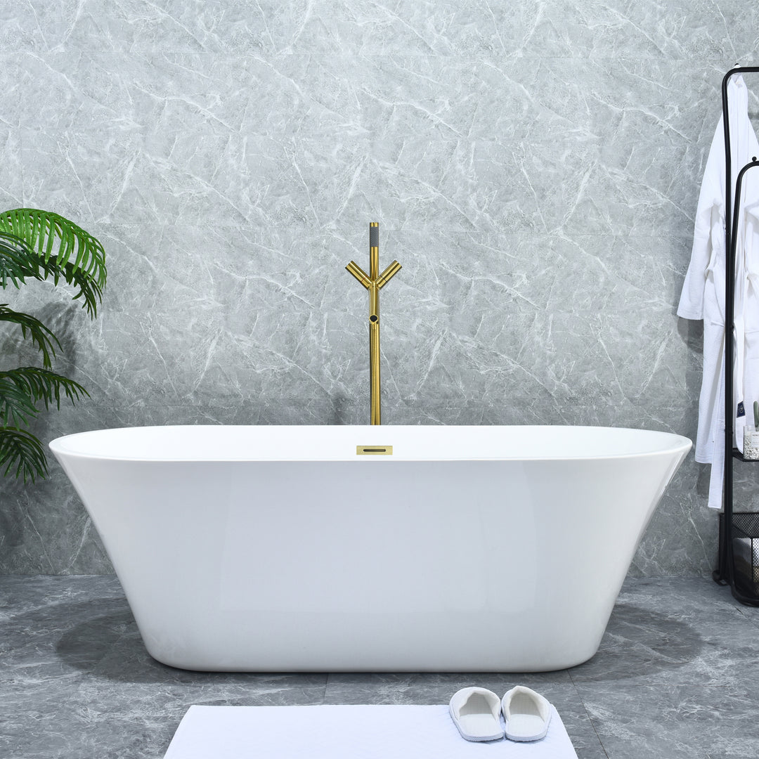 Brulon Double Knob Handle Freestanding Floor Mounted Tub Filler