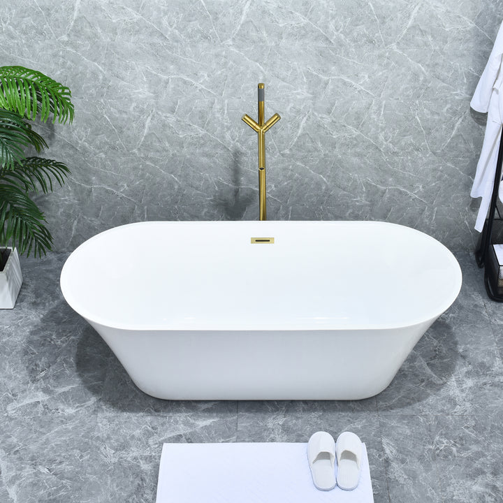 Brulon Double Knob Handle Freestanding Floor Mounted Tub Filler