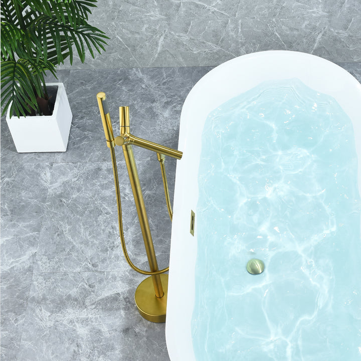 Brulon Double Knob Handle Freestanding Floor Mounted Tub Filler