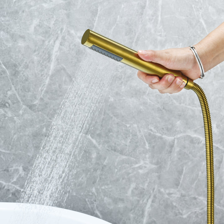 Brulon Double Knob Handle Freestanding Floor Mounted Tub Filler