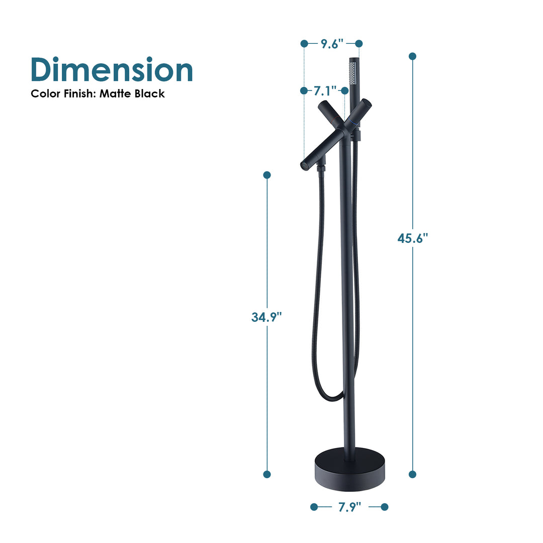 Brulon Double Knob Handle Freestanding Floor Mounted Tub Filler