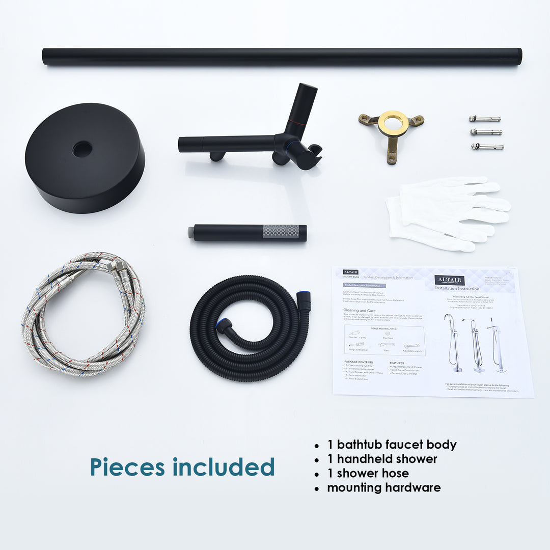 Brulon Double Knob Handle Freestanding Floor Mounted Tub Filler