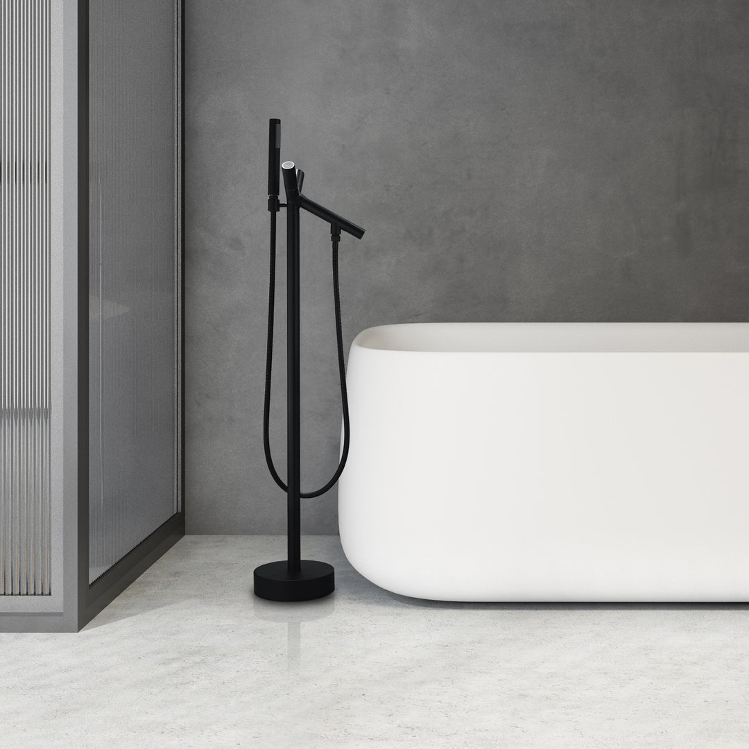 Brulon Double Knob Handle Freestanding Floor Mounted Tub Filler