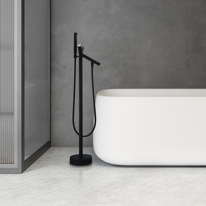 Brulon Double Knob Handle Freestanding Floor Mounted Tub Filler