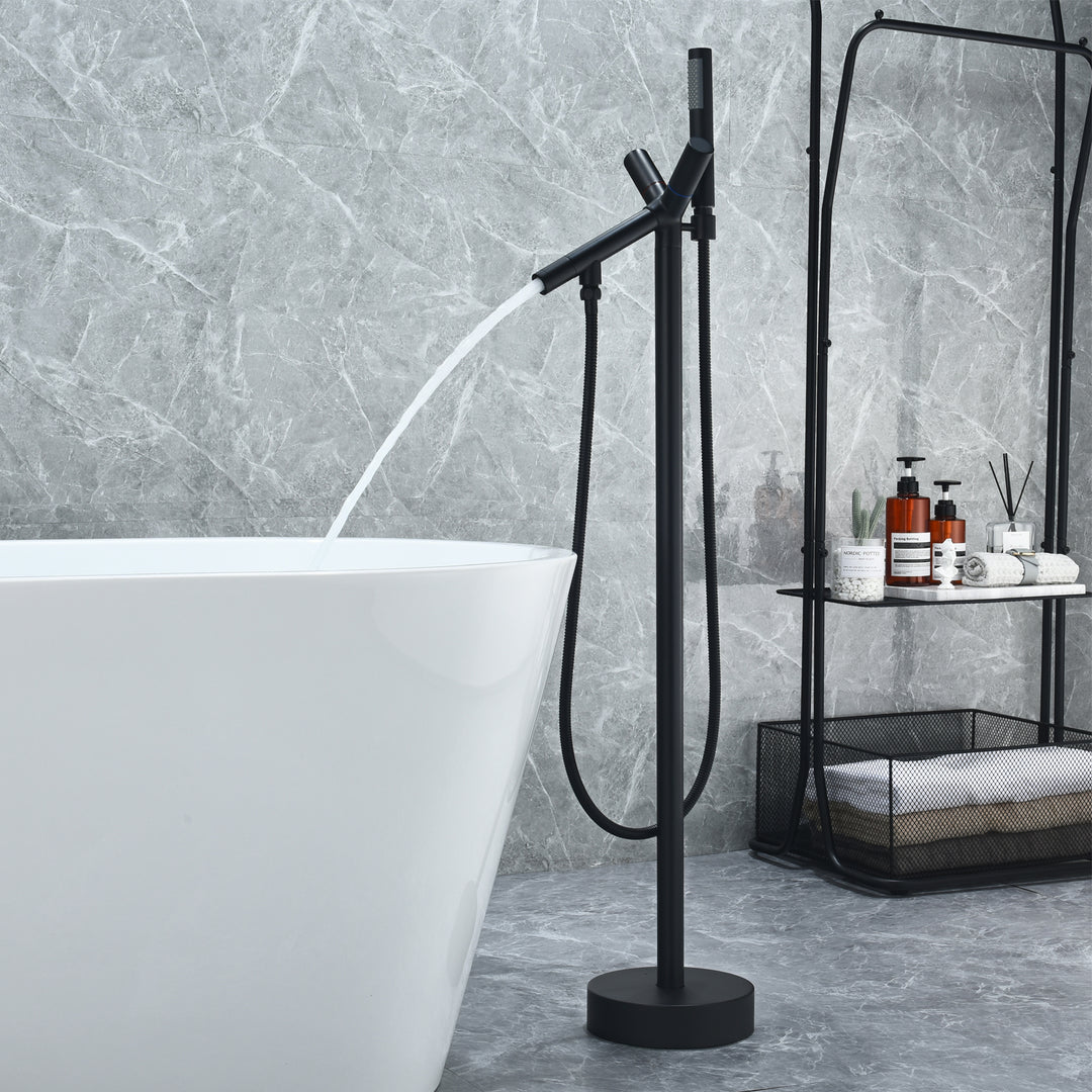 Brulon Double Knob Handle Freestanding Floor Mounted Tub Filler