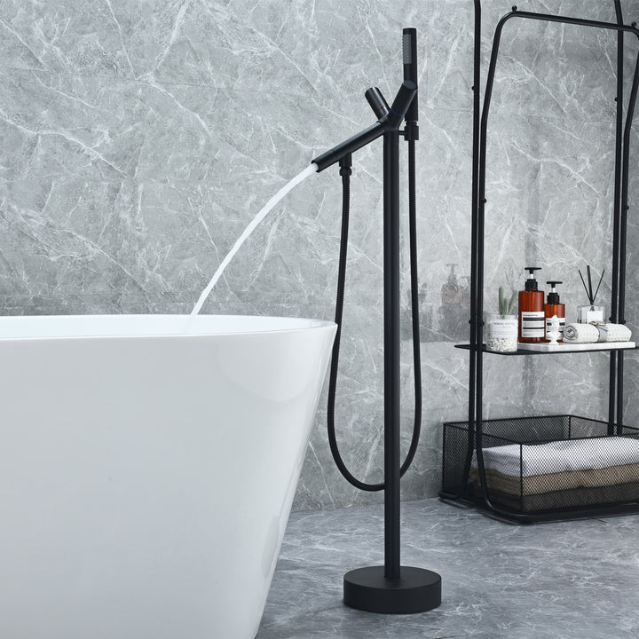 Brulon Double Knob Handle Freestanding Floor Mounted Tub Filler