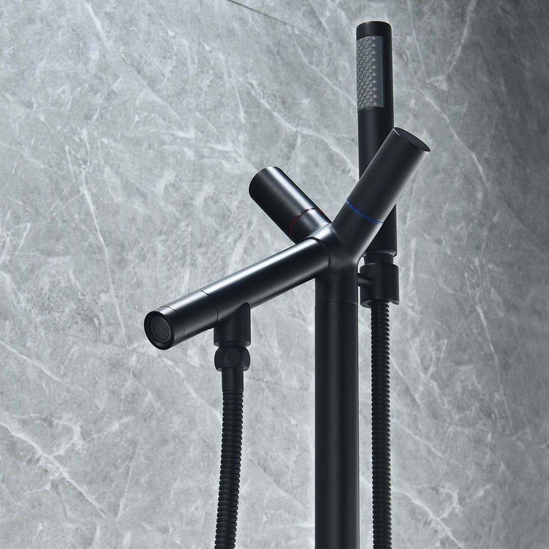 Brulon Double Knob Handle Freestanding Floor Mounted Tub Filler