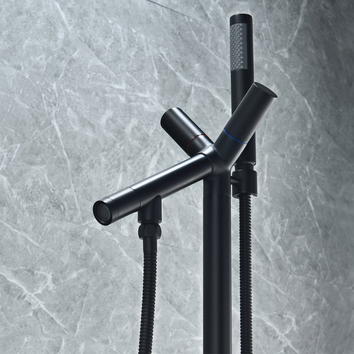 Brulon Double Knob Handle Freestanding Floor Mounted Tub Filler