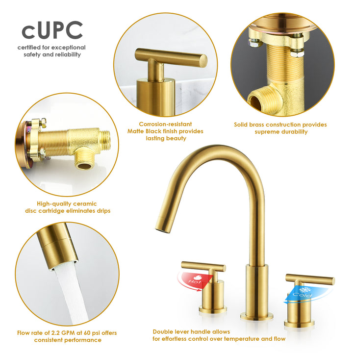 Balen 8. in Widespread 2-Handle Bathroom High-Arc Faucet
