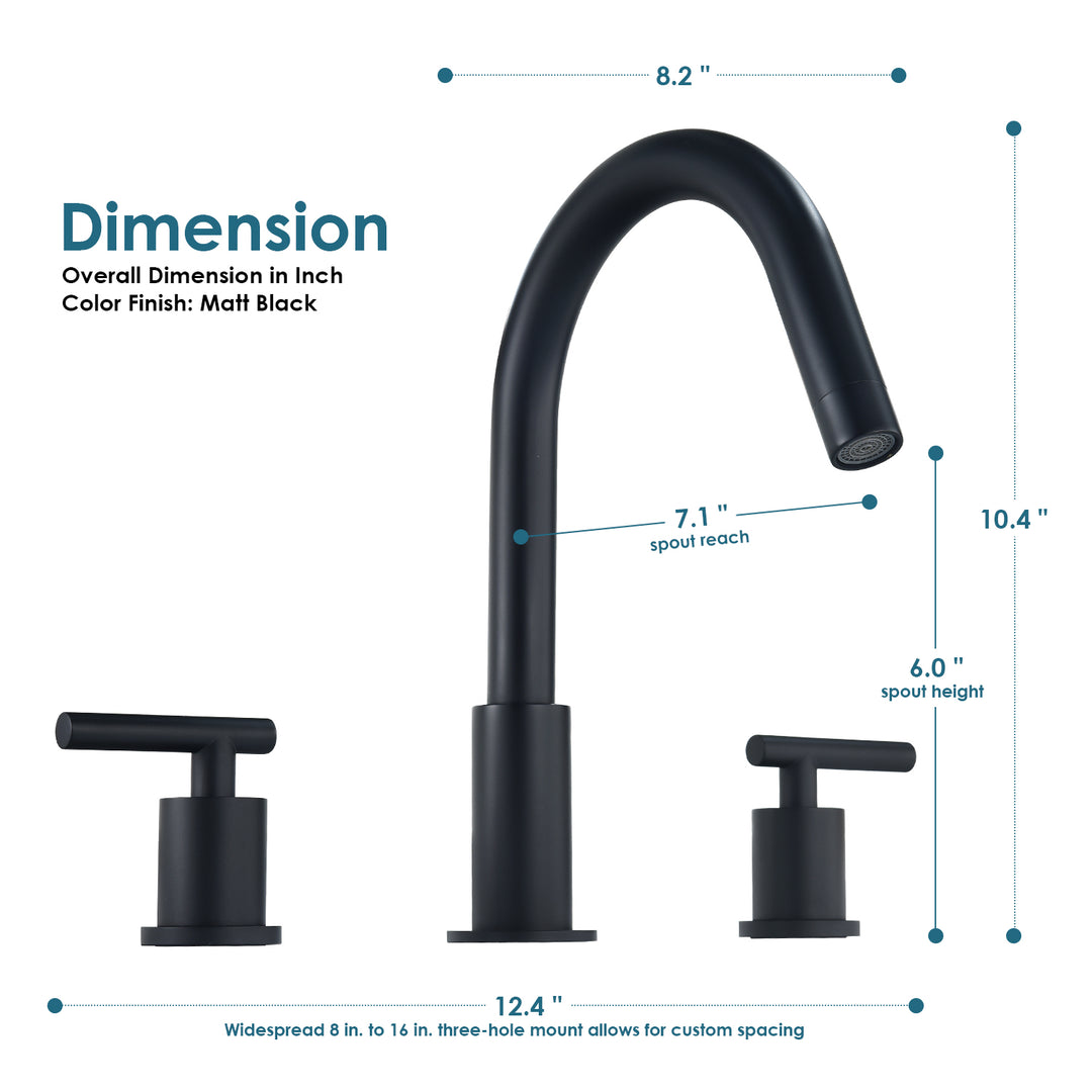 Balen 8. in Widespread 2-Handle Bathroom High-Arc Faucet