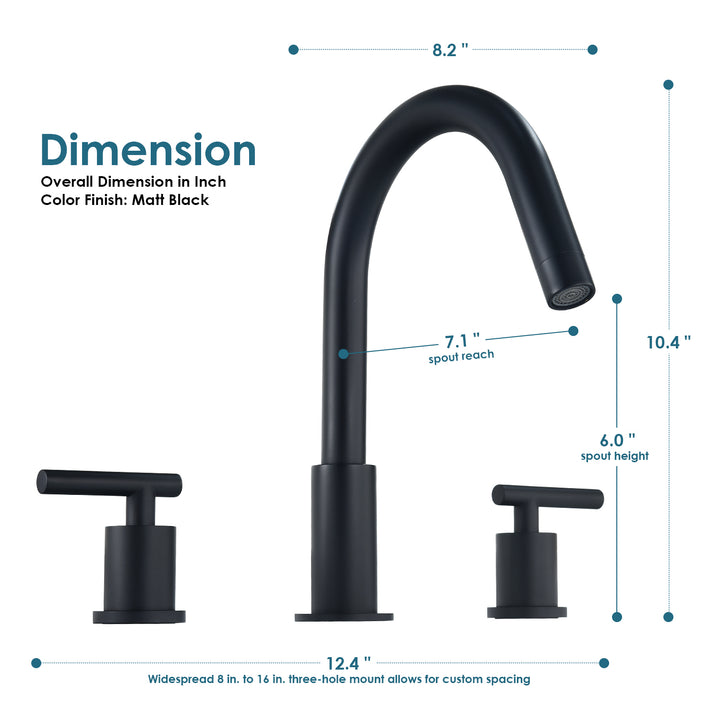 Balen 8. in Widespread 2-Handle Bathroom High-Arc Faucet