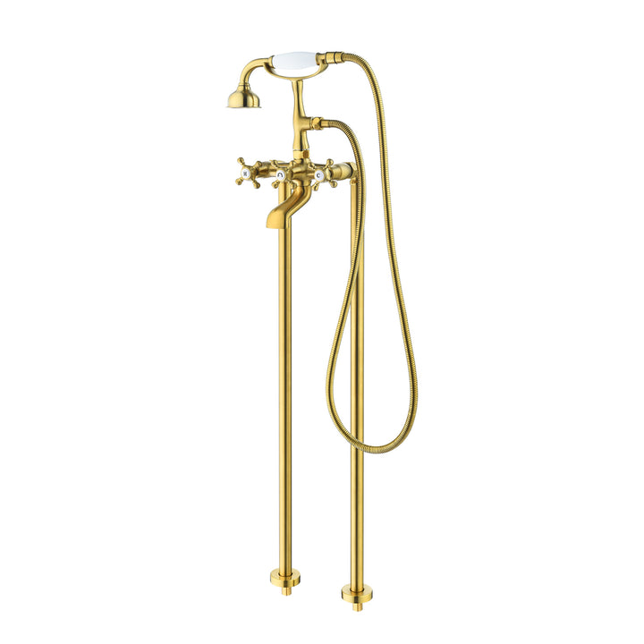 Force Vintage Style Cross Handle Claw Foot Floor Mounted Tub Filler