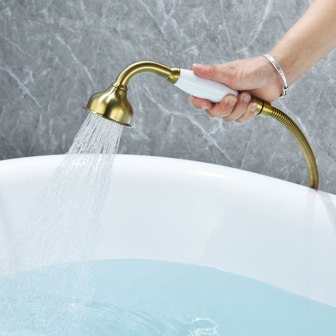 Force Vintage Style Cross Handle Claw Foot Floor Mounted Tub Filler