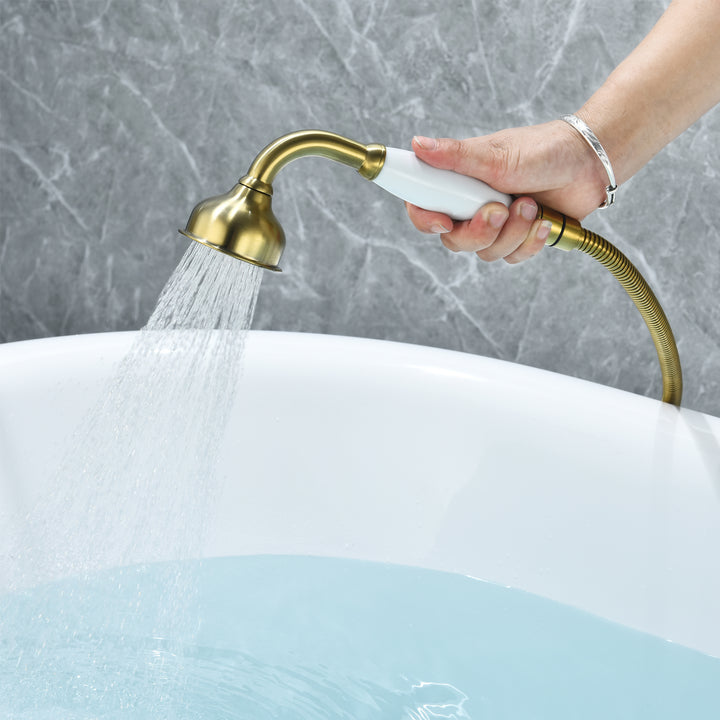 Force Vintage Style Cross Handle Claw Foot Floor Mounted Tub Filler