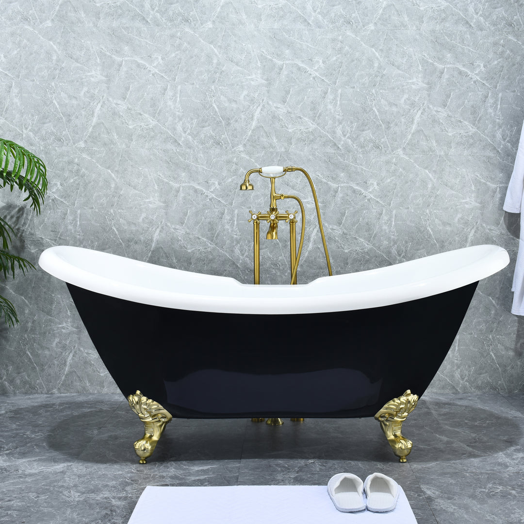 Force Vintage Style Cross Handle Claw Foot Floor Mounted Tub Filler